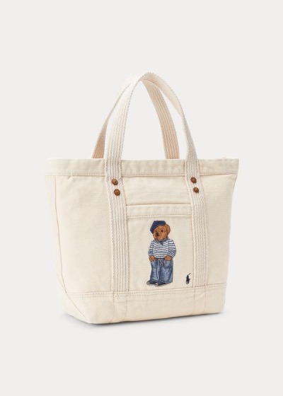 Bolsos De Mano Polo Ralph Lauren Mujer Creme - Canvas Polo Bear Small - ZATOV0536